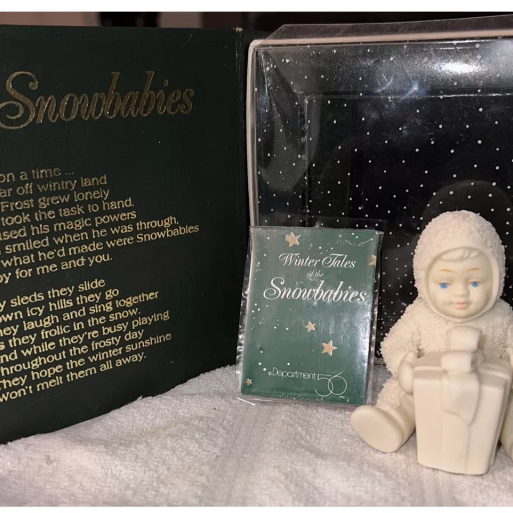 VTG Snowbabies "Can I Open It Now?" Dept 56 1993 Event Piece #6838-1 Orig Box